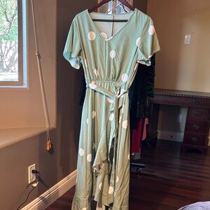 Polka Dot Maxi Dress in Green